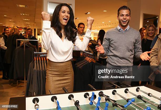 Rebecca Mir and Dennis Diekmeier of HSV attend ANSON'S Fashion Night on October 9, 2015 in Hamburg, Germany.