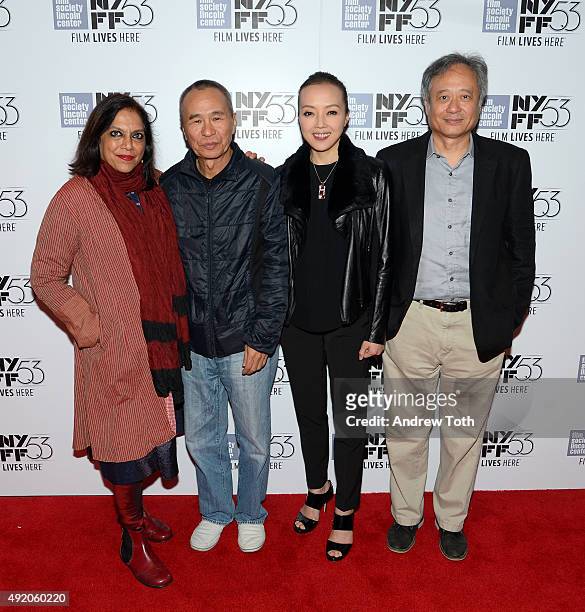 Mira Nair, Hsiao-Hsien Hou, Fang-yi Sheu and Ang Lee attend "The Assassin" screening during the 53rd New York Film Festival at Alice Tully Hall,...