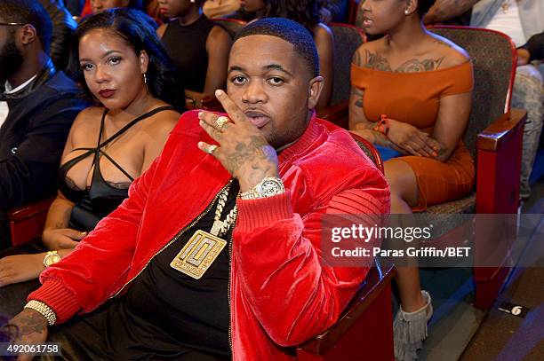 Mustard and fiancée Chanel attend the BET Hip Hop Awards Show 2015 at the Atlanta Civic Center on October 9, 2015 in Atlanta, Georgia.