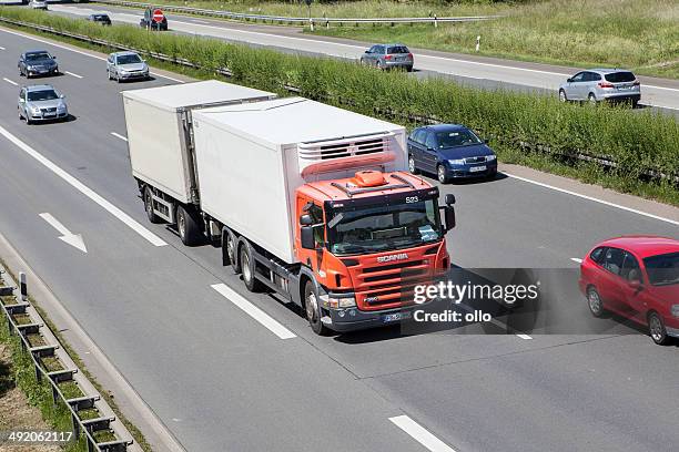 scania truck on german highway - skane stock pictures, royalty-free photos & images