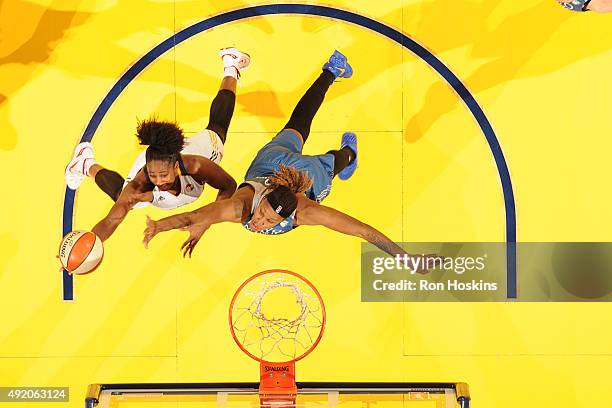 Shenise Johnson of the Indiana Fever shoots the ball against the Minnesota Lynx during Game Three of the 2015 WNBA Finals on October 9, 2015 at...