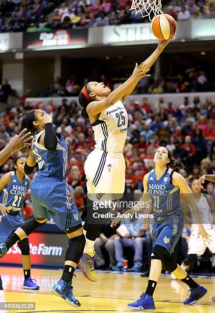 Marissa Coleman of the Indiana Fever shoots the ball against the Minnesota Lynx during Game Three of the 2015 WNBA Finals at Bankers Life Fieldhouse...