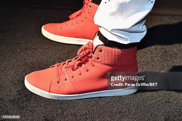 DeStorm Power, shoe detail, attends the BET Hip Hop Awards 2015 presented by Sprite at Atlanta Civic Center on October 9, 2015 in Atlanta, Georgia.