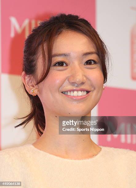 Actress Yuko Oshima attends the Daiichi Sankyo Press conference on October 2, 2014 in Tokyo, Japan.