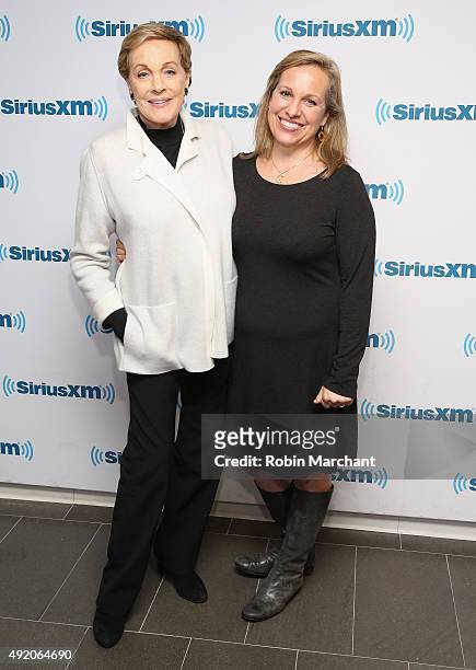 Julie Andrews and Emma Walton Hamilton visit at SiriusXM Studios on October 9, 2015 in New York City.