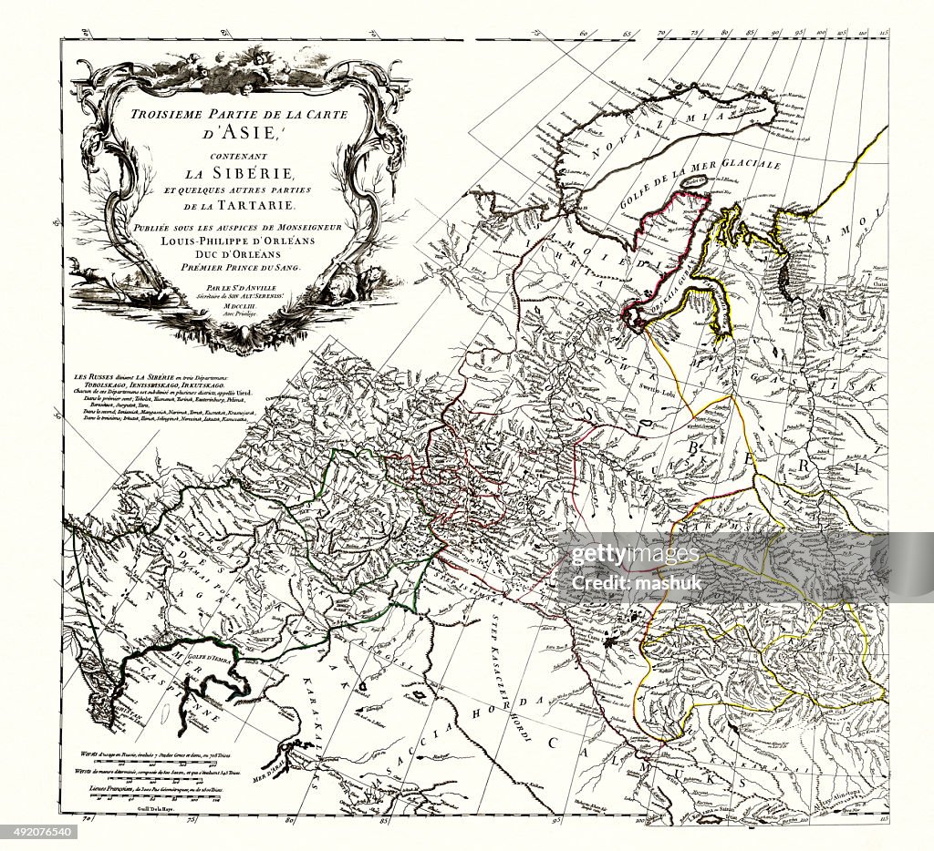 Map of Siberia, Russia 1753