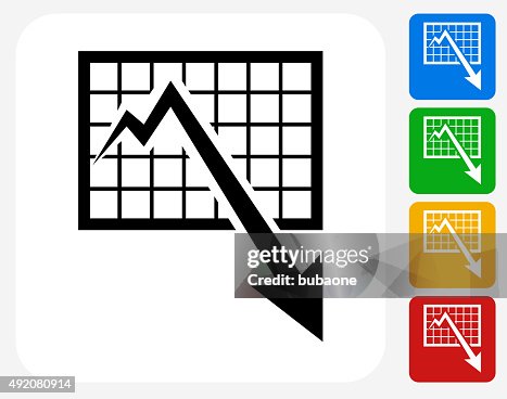 Chart and Decrease Arrow Icon Flat Graphic Design Chart and Decrease Arrow Icon Flat Graphic Design