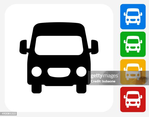 van icon flat graphic design - van white background stock illustrations