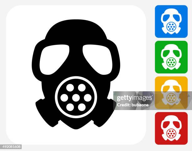 bildbanksillustrationer, clip art samt tecknat material och ikoner med gas mask icon flat graphic design - gasmask