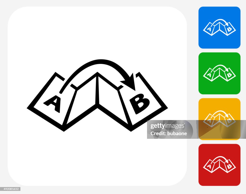 Map From Point A to B Icon Flat Graphic Design