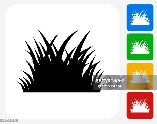 patch of grass icon flat graphic design - lawn care stock illustrations