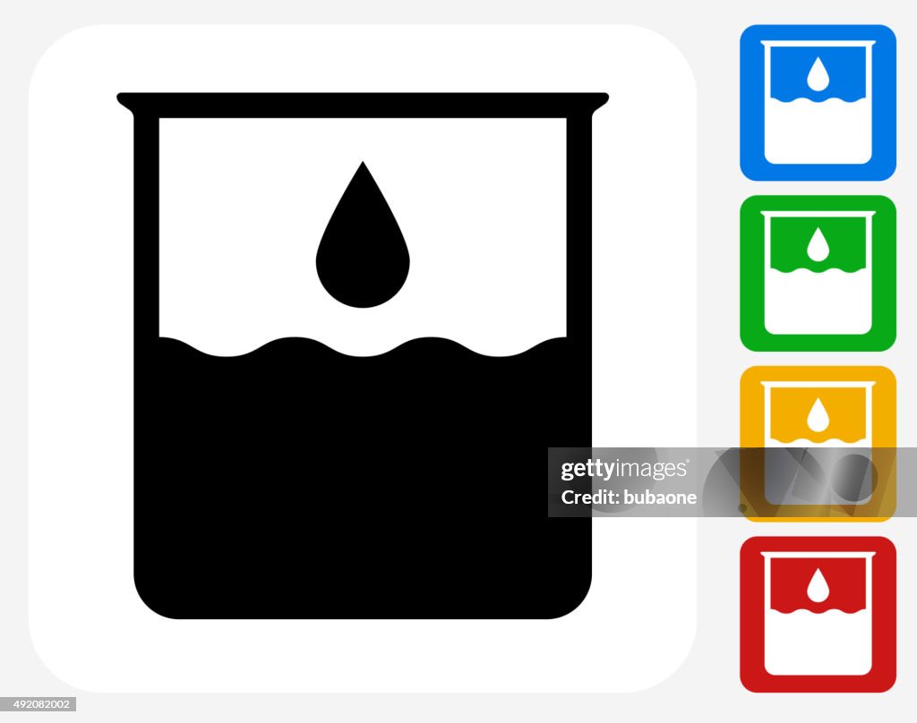 Water Beaker Icon Flat Graphic Design