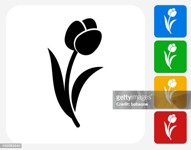 tulip icon flat graphic design - bunch of flowers icon stock illustrations