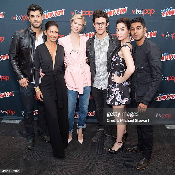 Actors Damon Dayoub, Salli Richardson-Whitfield, Emma Ishta, Kyle Harris, Allison Scagliotti and Ritesh Rajan pose in the press room for the...