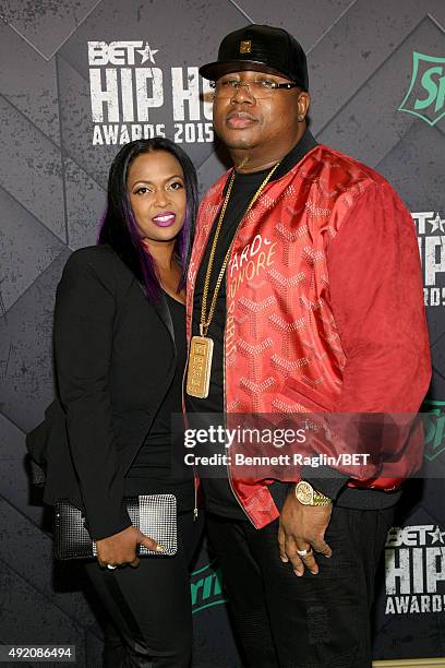Tracy Stevens and Rapper E-40 attend the BET Hip Hop Awards 2015 presented by Sprite at Atlanta Civic Center on October 9, 2015 in Atlanta, Georgia.