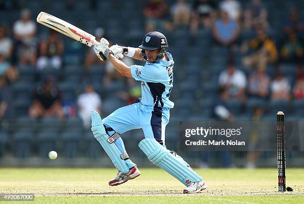 Ed Cowan of the Blues bats during the Matador BBQs One Day Cup match between New South Wales and Western Australia at Blacktown International...