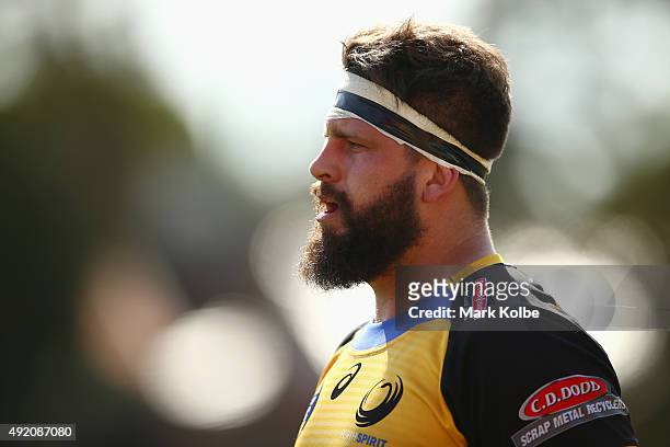 Francois van Wyk of the Spirit watches on during the round eight NRC match between the Greater Sydney Rams and the Perth Spirit at Concord Oval on...