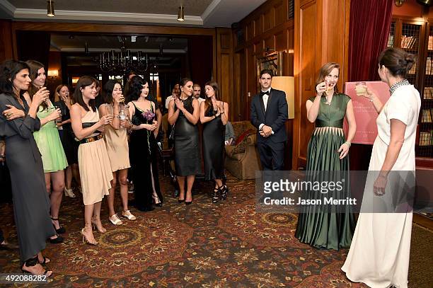 Filmmaker/author Liz Goldwyn and Design Director of Tiffany & Co. Francesca Amfitheatrof give a toast during the Tiffany & Co. Celebration of Liz...