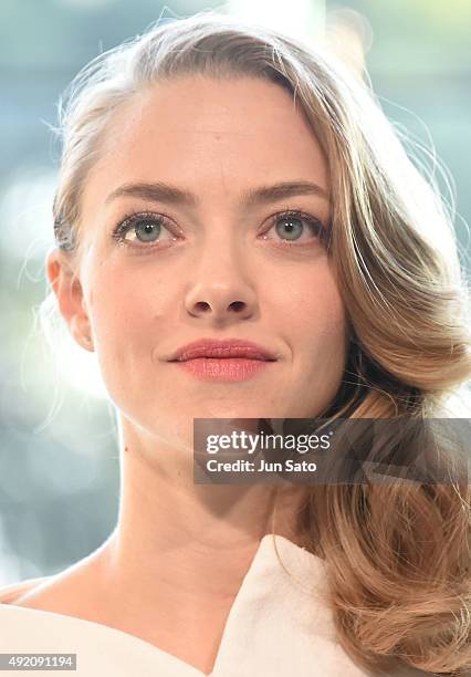 Amanda Seyfried attends the promotional event for Shiseido's Cle de Peau Beaute at the Palace Hotel on October 9, 2015 in Tokyo, Japan.