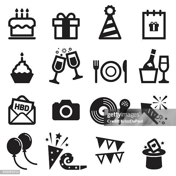 birthday icons - party 幅插畫檔、美工圖案、卡通及圖標