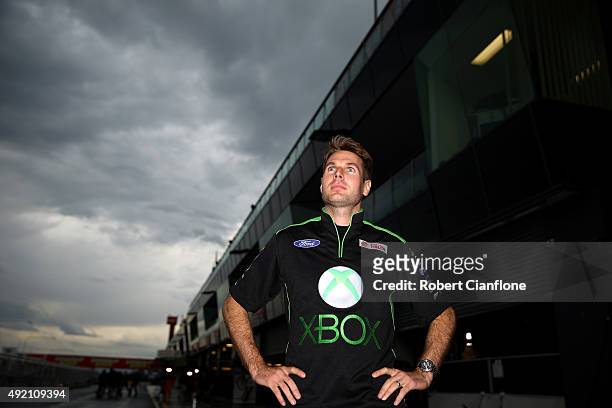 Australian Indy Car driver Will Power looks on in pit lane prior to the Top Ten Shootout for the Bathurst 1000, which is race 25 of the V8 Supercars...