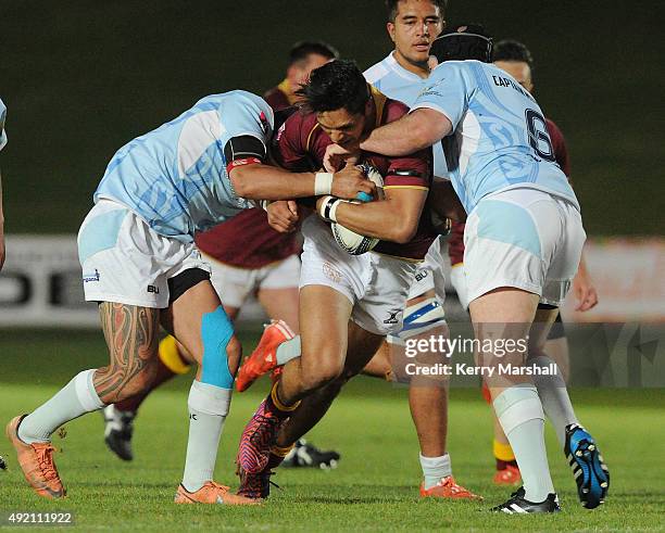 James Hemera of King Country runs into East Coast defence during the round eight Heartland Championship match between King Country and East Coast on...