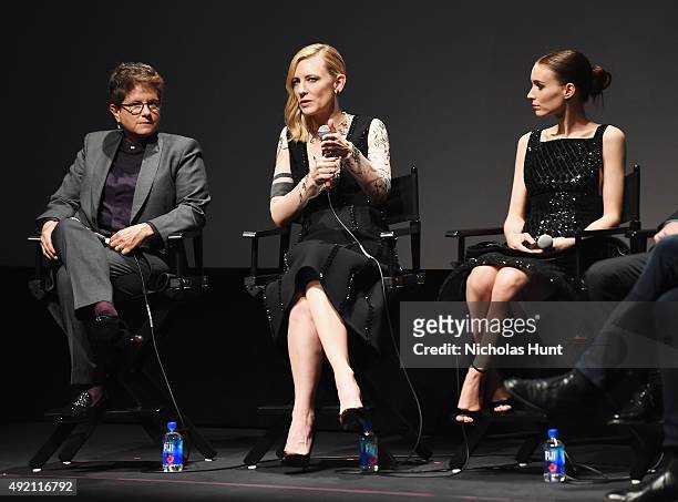Phyllis Nagy, Cate Blanchett, Rooney Mara speak at the Q&A for the film "Carol"' during the 53rd New York Film Festival at Alice Tully Hall, Lincoln...
