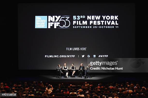 Phyllis Nagy, Cate Blanchett, Rooney Mara, Todd Haynes and Kent Jones attends a Q&A for the film "Carol"' during the 53rd New York Film Festival at...
