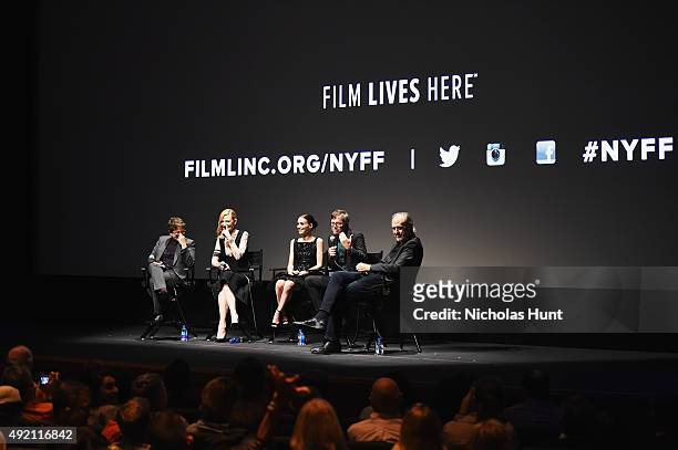 Phyllis Nagy, Cate Blanchett, Rooney Mara, Todd Haynes and Kent Jones attends a Q&A for the film "Carol"' during the 53rd New York Film Festival at...