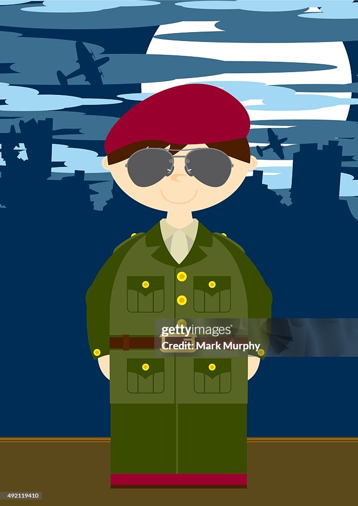 Soldat de l'armée britannique avec des lunettes de soleil