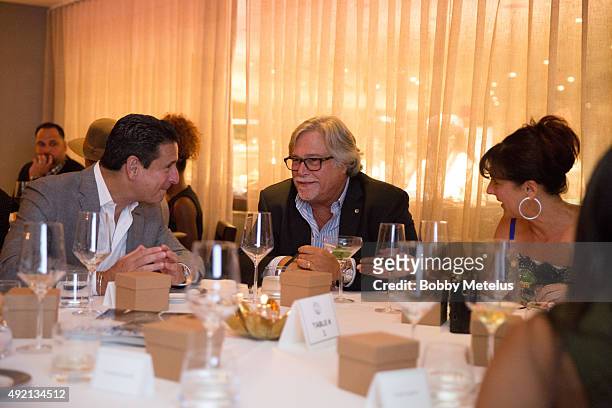 Fontainebleau COO Phil Goldfarb and Miami Heat's Owner Mickey Arison and Wife Madeleine Arison during dinner at Ocean Drive Magazine Celebrates its...