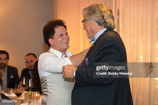 Artist Romero Britto and Miami Heat's owner Mickey Arison during dinner at Ocean Drive Magazine Celebrates its October Men's Issue with Dwyane Wade...