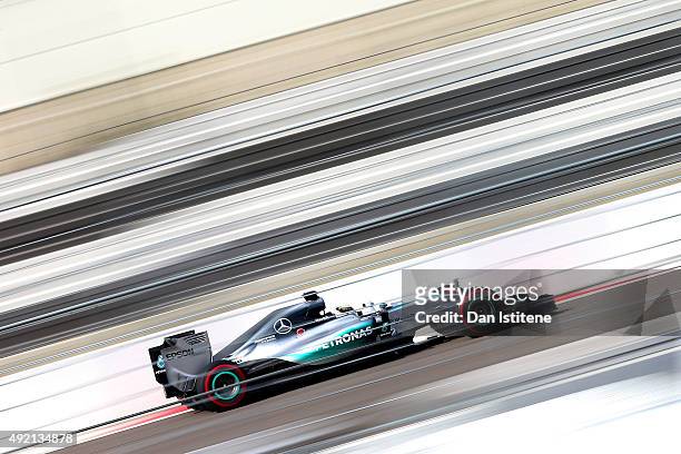 Lewis Hamilton of Great Britain and Mercedes GP drives during final practice for the Formula One Grand Prix of Russia at Sochi Autodrom on October...