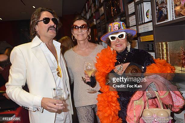 Frederic Beigbeder, Martine Assouline and Yanou CollartAssouline attend the 'Le Caca's Club' Book Launch Cocktail at Librairie Assouline on October...