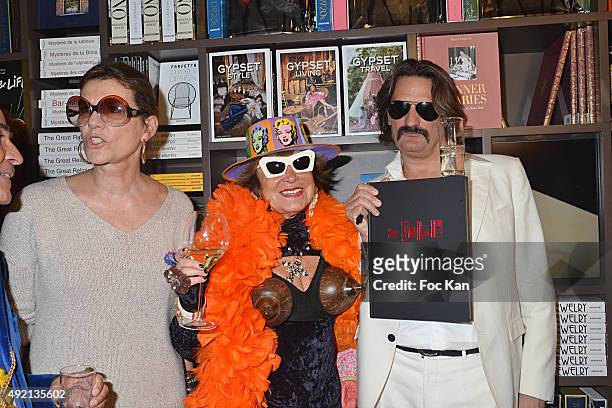 Frederic Beigbeder, Yanou Collart and Martine Assouline and attend the 'Le Caca's Club' Book Launch Cocktail at Librairie Assouline on October 9,...