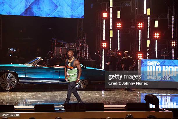 Odis Flores performs during the 2015 BET Hip Hop Awards at Boisfeuillet Jones Atlanta Civic Center on October 9 in Atlanta, Georgia.