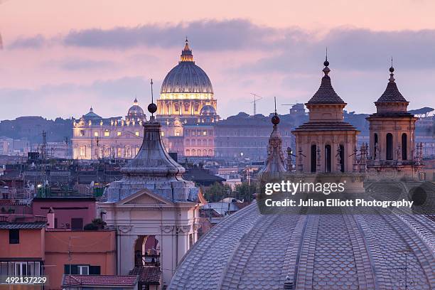 looking over the rooftops of rome. - vatican stock pictures, royalty-free photos & images