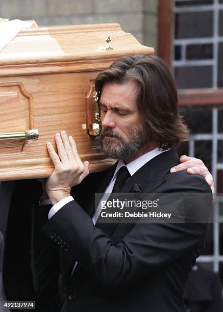 Jim Carrey attends The Funeral of Cathriona White on October 10, 2015 in Cappawhite, Tipperary, Ireland.