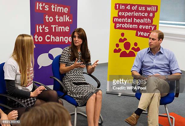 Prince William, Duke of Cambridge and Catherine, Duchess of Cambridge attend an event hosted by Mind, at Harrow College to mark World Mental Health...