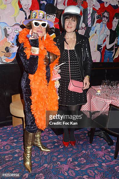 Yanou Collart and Natacha Polaerti attend the 'Le Caca's Club' Book Launch Cocktail at Librairie Assouline on October 9, 2015 in Paris, France.