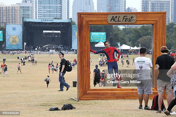 General view of the atmosphere during day 1 of the second weekend of the Austin City Limits Music Festival at Zilker Park on October 9, 2015 in...