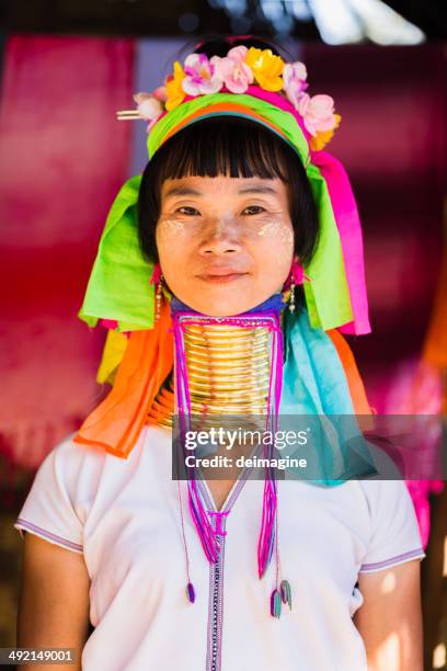 padaung women, thailand. - fine art portrait stockfoto's en -beelden
