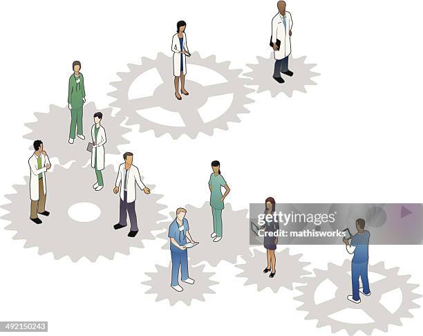 stockillustraties, clipart, cartoons en iconen met healthcare gears illustration - los angeles premiere of match