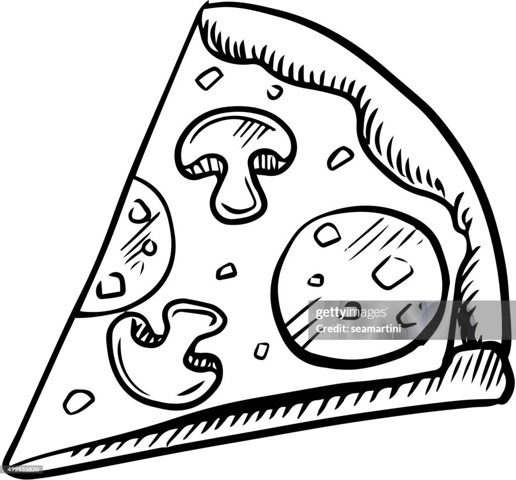 Blanco Y Negro Rebanada De Pizza De Chorizo Ilustración de stock - Getty Images Blanco Y Negro Rebanada De Pizza De Chorizo Ilustración de stock - Getty Images