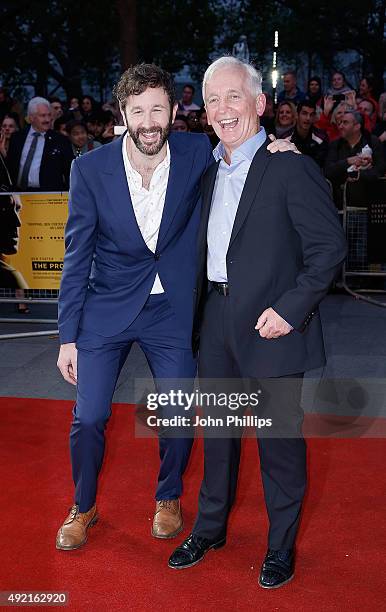 Chris O'Dowd and David Walsh attend the 'The Program' screening, during the BFI London Film Festival, at Vue Leicester Square on October 10, 2015 in...