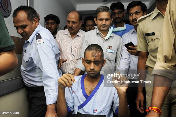 Dadri lynching victim Akhlaq's son Danish , being shifted to Army Research and Referral Hospital in Dhaula Kuan, Delhi, from Kailash Hospital, Noida,...