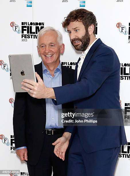 David Walsh and Chris O'Dowd attend the 'The Program' screening, during the BFI London Film Festival, at Vue Leicester Square on October 10, 2015 in...