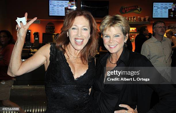 Actresses Lisa London and Kristine DeBell arrive for the Premiere Of CineRidge Entertainment's "Samurai Cop 2" held at Laemmle NoHo 7 on October 9,...