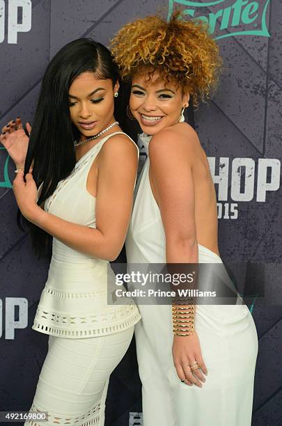 India Love Westbrooks and Crystal Westbrooks attend 2015 BET Hip Hop awards at Boisfeuillet Jones Atlanta Civic Center on October 9, 2015 in Atlanta,...