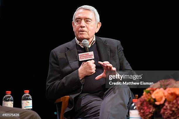 Journalist Dan Rather speaks during A Conversation With Dan Rather on Day 3 of the 23rd Annual Hamptons International Film Festival on October 10,...